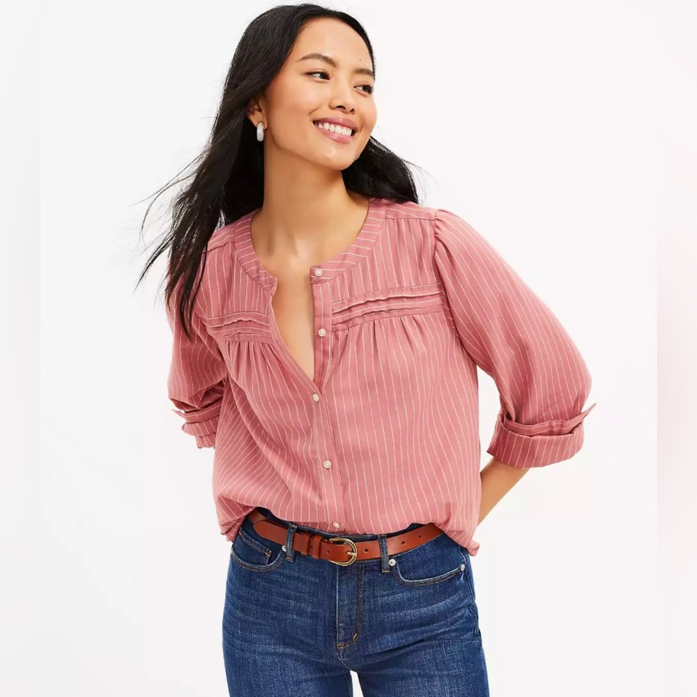 Loft Pleated Blouse - size L